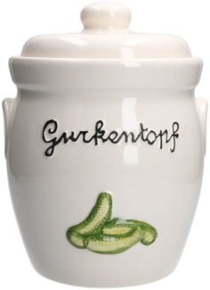 Gurkentopf Gürki 3 Ltr Porzellan weiß Gurkenmotiv Gärtopf Sauerkrauttopf Rumtopf