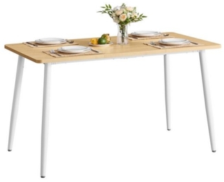 VASAGLE Esstisch, Esszimmertisch, Küchentisch, für 4-6 Personen, Landhausstil, Goldeichenfarben-Wolkenweiß, KDTDE100N01