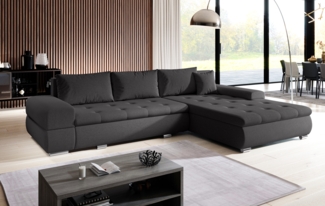 AX LIVING Couch Sofa L Form Sivaso Dunkelgrau 310cm mit Schlaffunktion