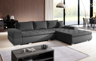 AX LIVING Couch Sofa L Form Sivaso Dunkelgrau 310cm mit Schlaffunktion