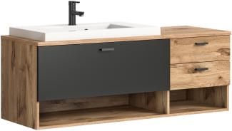 Waschbeckenunterschrank >Grado< in nox oak - 140x50x48cm (BxHxT)