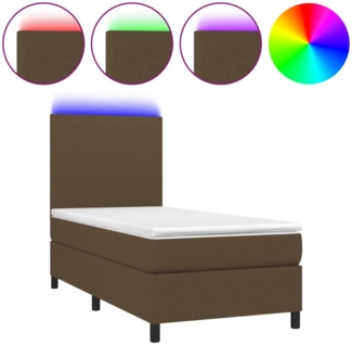 vidaXL Boxspringbett mit Matratze & LED Stoff Dunkelbraun 80x200 cm, Härtegrad: H2 [3134672]