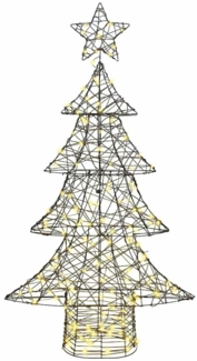 vidaXL Weihnachtsbaum mit 160 LEDs Warmweiß 150 cm Rattan 42018992