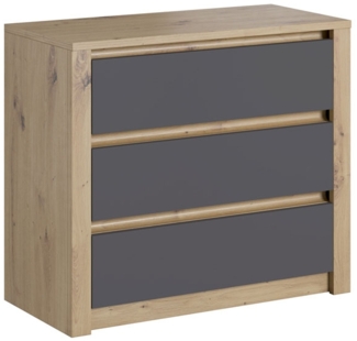 Schubladenkommode "Malta" Sideboard Anrichte 90cm grifflos artisan eiche grau