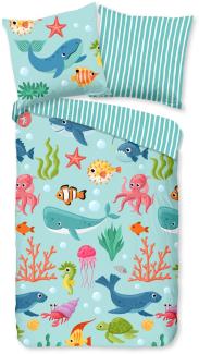 ESPiCO Bettwäsche Trendy Bedding Meereswelt Blau 135 x 200 + 80 x 80 cm