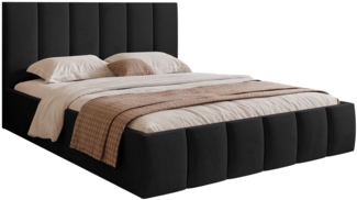 Selsey 'Sarafino' Polsterbett mit Bettkasten und Lattenrost, schwarz, 140x200 cm