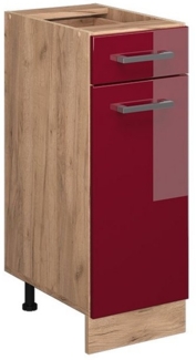 Vicco Küchenschrank Küchenzeile R-Line, Bordeaux Hochglanz, Schubunterschrank 30 cm, ohne AP