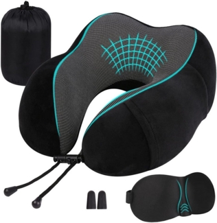 LA CUTE Nackenkissen Memory Nackenkissen-Set: Reisekissen mit Schlafmaske und Ohrstöpseln, Nackenkissen-Set, 3-tlg, Reisenackenkissen mit Schlafmaske und Ohrstöpsel