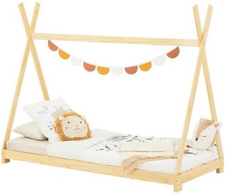 IDIMEX Kinderbett ELIN, Tipibett Hausbett Spielbett Zeltbett Zelt Tipi Bett mit Dach aus Kiefe
