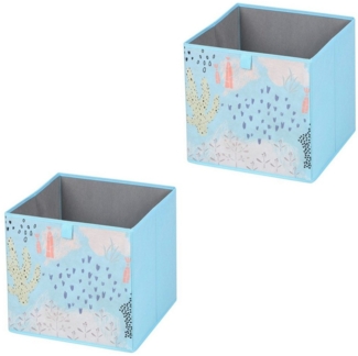 IDIMEX Aufbewahrungsbox FLOWER MORNING-2 (Set), Stoffbox Faltbox 2er Pack Regalbox Einschubkorb Aufbewahrungsbox hellb