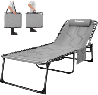KingCamp Übergroße Sonnenliege Klappbar 5-Fach Verstellbar Gartenliege Grau