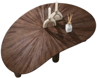 Maison ESTO Couchtisch MOJO nierenförmig aus Teakholz, dunkelbraun Wohnzimmertisch 110x68, Design-Tisch mit organischer Form