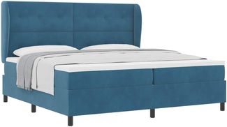 vidaXL Boxspringbett mit Matratze Dunkelblau 200 x 200 cm Polyester 3340950