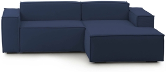 Dmora Sofa mit Halbinsel Amuleto, modulares 2-Sitzer-Sofa mit rechter Halbinsel, modernes Stoffsofa, 100 % Made in Italy, 220 x 170 x 70 cm, Blau