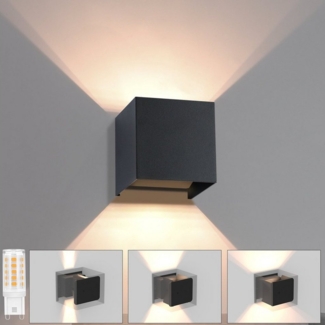 Nettlife LED Wandleuchte Aussen Schwarz Up Down 3W G9 Außenleuchte Wandlampe IP65 Wasserdicht, IP65 Wasserdicht, LED fest integriert, Warmweiß, für Flur Bad Schlafzimmer Garten Treppenhaus Terrasse