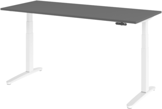 bümö elektrisch höhenverstellbarer Schreibtisch 180x80 cm mit Memory-Steuerung - Design Schreibtisch höhenverstellbar elektrisch, elektrischer Schreibtisch graphit, Gestell weiß/alu, XBHM-19-G-WC