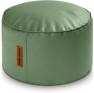 Green Bean® Sitzhocker aus Kunstleder - Pouf mit EPS Perlen Füllung - 43 x 30 cm - perfekte Ergänzung zum Sitzsack - Hellgrau-Grün