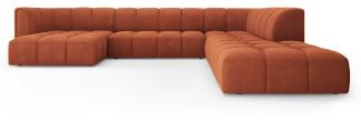 Micadoni Modulares Panorama Ecksofa Serena 7-Sitzer Strukturierter Stoff, Orange