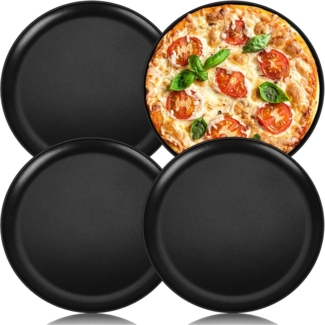 Homikit Pizzablech 4er Set 30 cm Edelstahl Rund Backblech Antihaftbeschichtet