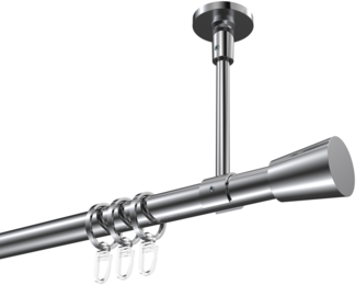 Gardinenstangen-Set Sonette Sitra 240 cm (geteilt in 2x120 cm), 1-läufig, 20 mm Ø Chrom