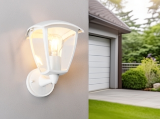 LED Außenwandleuchte Laterne stehend Landhausstil Weiß, Höhe 24cm