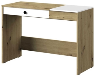 Schreibtisch "Nero" Computertisch 120 cm artisan eiche weiß matt Griff schwarz