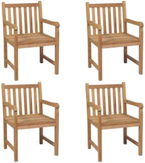 vidaXL Gartenstühle 4 Stk. mit Roten Kissen Massivholz Teak 3073025