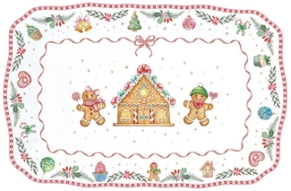 EasyLife Servierteller Sweet Christmas, Porzellan, Spülmaschinengeeignet, Mehrfarbig, Motiv: Lebkuchenhaus