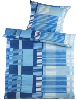 KH-Haushaltshandel Bettwäsche 2-tlg. Biber Winter Bettwäsche blautöne, kariert, 100%Baumwolle, Biber, 2 teilig