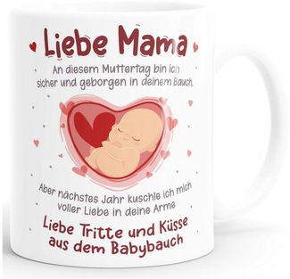 SpecialMe Tasse Kaffee-Tasse Liebe Grüße aus dem Babybauch Spruch Schwanger Geschenk, Keramik