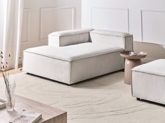 Beliani 'ARDAL' Rechtsseitige Chaiselounge, Cord cremeweiß, 119 x 180 x 68 cm