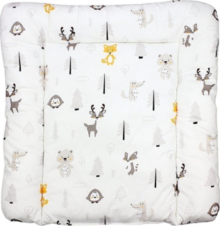 TupTam Baby Wickeltischauflage mit Baumwollbezug Gemustert, Farbe: Wald/Fuchs/Reh/Igel/Bärchen/Beige, Größe: 70x50 cm