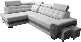 robin Ecksofa Grand Ecksofa mit Schlaffunktion Bettkasten Kopfstützen schwarz/silber (H 86 x T 180 x B 277 cm)