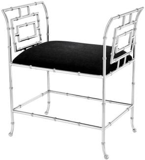 Casa Padrino Luxus Sitzbank Silber / Schwarz 66 x 42 x H. 73 cm - Luxus Möbel