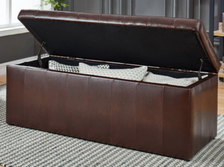 Vente-unique - Sitztruhe Truhenbank mit Stauraum - Kunstleder - Braun - CONCIERTO