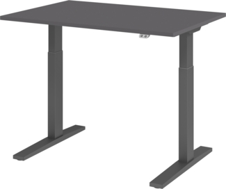 bümö elektrisch höhenverstellbarer Schreibtisch 120x80 cm in graphit, Gestell graphit - Schreibtisch höhenverstellbar elektrisch, elektrischer Schreibtisch & Gaming Tisch, XMKA-Serie Bürotisch, XMKA12-G-G