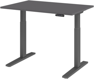bümö elektrisch höhenverstellbarer Schreibtisch 120x80 cm in graphit, Gestell graphit - Sitz & Stehschreibtisch mit Memoryfunktion, elektrischer Stehtisch & Gaming Tisch, XMKA-Serie, XMKA12-G-G