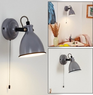 hofstein Wandleuchte »Spadacenta« Wandlampe, Metall, Grau matt/Weiß/Schwarz, ohne Leuchtmittel, mit Zugschnur am Gehäuse, 1xE14, verstellbarer Strahler