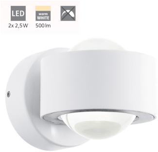 Eglo 96048 Wandleuchte Ono 2 Up & Downlight Alu weiß, Kunststoff klar LED 2X2,5W L:9 H:8cm