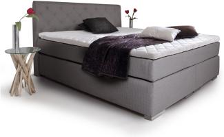 Möbel-Eins PREMIUM Boxspringbett inkl. Kopfteil Anthrazit, 200 x 200 cm Härtegrad 2+3