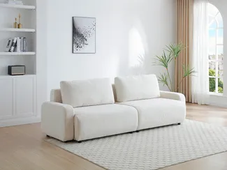Vente-unique - 4-Sitzer Schlafsofa - Chenille-Stoff - Beige - YOKIRA