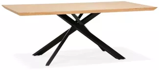 Kadima Design Designer Ess/Schreibtisch mit X-förmigem Metallbein, 200 x 100 cm, Beige-Schwarz