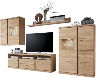 Wohnzimmerschrank Teilmassiv Ianisha 305x210x46 Wohnwand Wildeiche Bianco geölt 20126