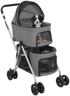vidaXL Hundewagen für 2 Hunde Faltbar Grau 83x48x97 cm Oxford-Gewebe 172205