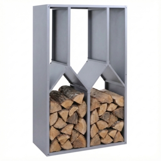 Brennholzlager HWC-P76, Kamin-/Feuerholzregal Holzlager Holzunterstand Outdoor Metall 160x95x50cm ~ grau