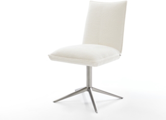 Drehstuhl Lelio-Flex Bouclé Soft Beige Fußkreuz Edelstahl 360° drehbar Wippfunktion Taschenfederkern