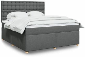 vidaXL Boxspringbett mit Matratze Dunkelgrau 180x200 cm Stoff 3293674