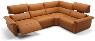 Sofanella Eckcouch Merida Ledersofa Ledercouch Verstellsofa in Cognac