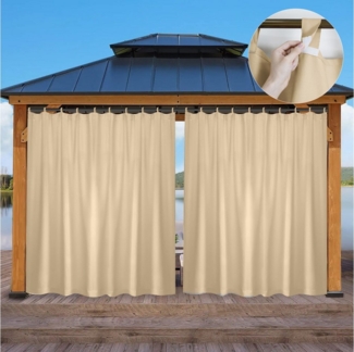 Jibenhome Gardine Vorhang Outdoor Gardinen mit Abnehmbaren Schlaufen, (1 St), verdunkelnd, Wasserdicht