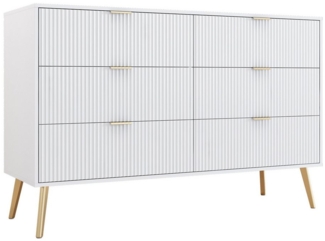 MODFU Sideboard mit vergoldeten Beinen und Griffen (Kommode, Anrichte, 1 St, 3 Etagen und 6 Fächer), mit Abgerundete Ecken, 120*40*78cm